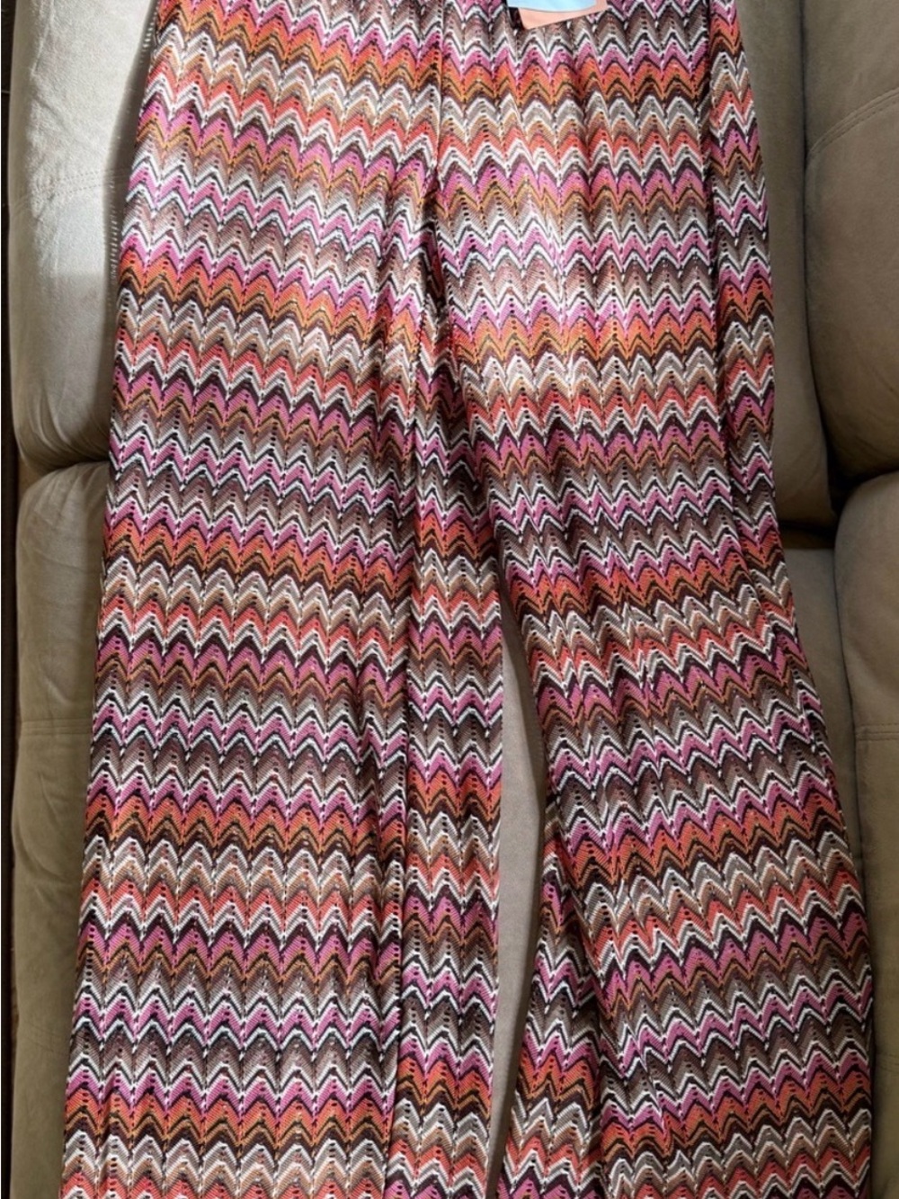 Womens Chevron Wide-Leg Pants Swim Pants in Orange ,Brown,Green & Black